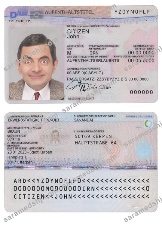 Germany residence permit PSD template, 2011 - present, version 2